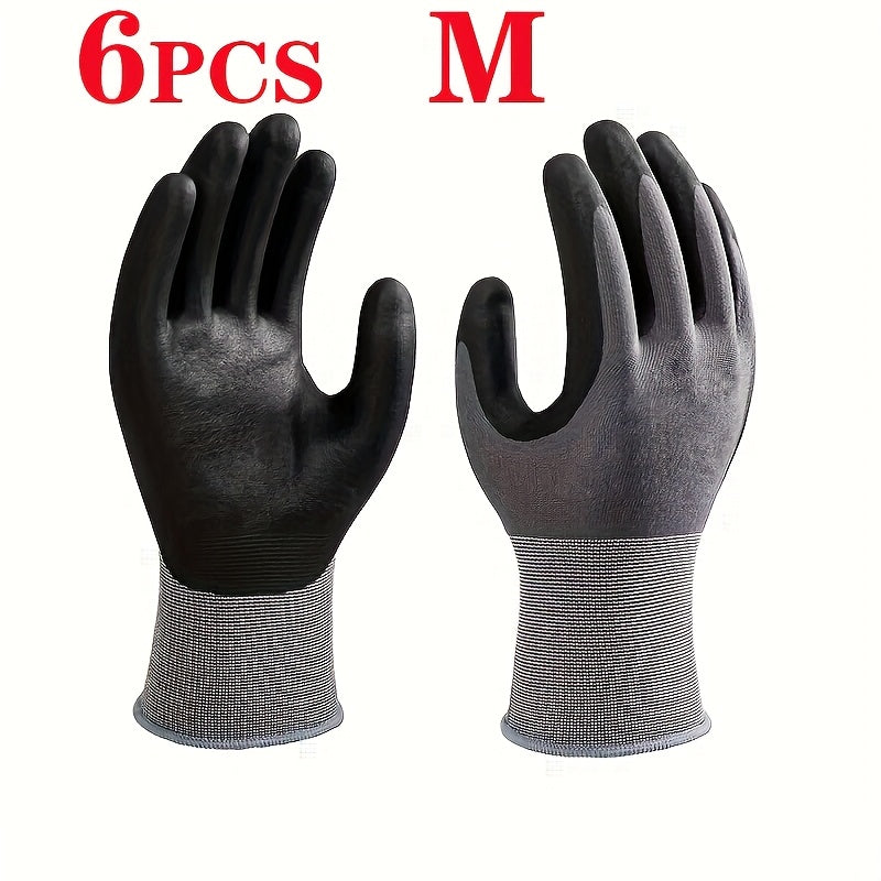 TEMU 6 Pairs Nitrile Micro-foam Non-slip Gloves, Seamless Knit Nylon, Touchscreen Compatible, Suitable For Warehouse, Construction Machinery, Garden,