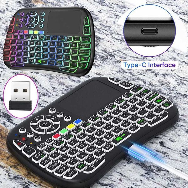 2.4G--compatible Air Mouse Keyboard Type C Rechargeable Mini Wireless Keyboard Learn Exclusive Keys for Android WindowsC250114