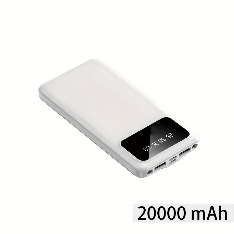 TEMU 20000mah Large Capacity Portable Power Bank, Suitable For Charging Electronics- Mobile Phone Devices, With Led Display- Dual Output Ports-