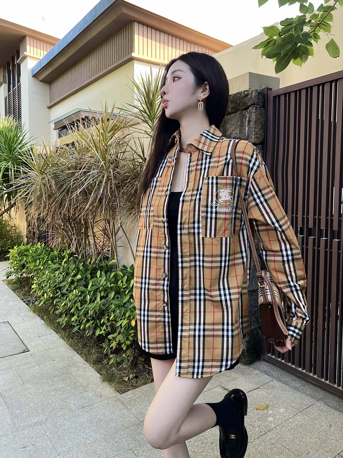 Womens Blouses Designer Shirts Classic Summer Plaid T-Shirt Casual Long Sleeve Top