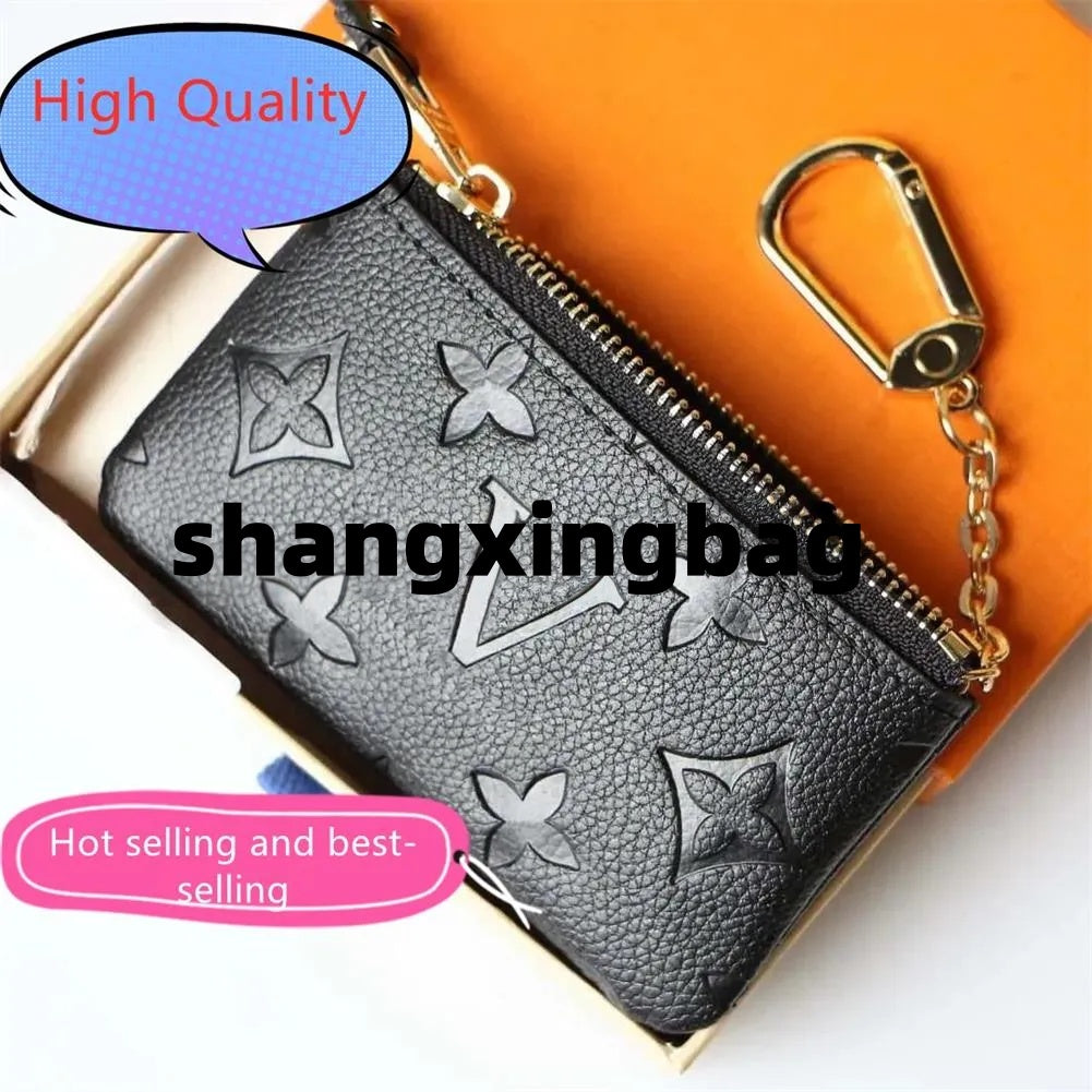 Luxury Designer Key Pouch Wallet Leather Card Holders Purse CLES Fashion Women Men Key Ring Credit Coin Purses Mini Wallets Charm Brown Canvas