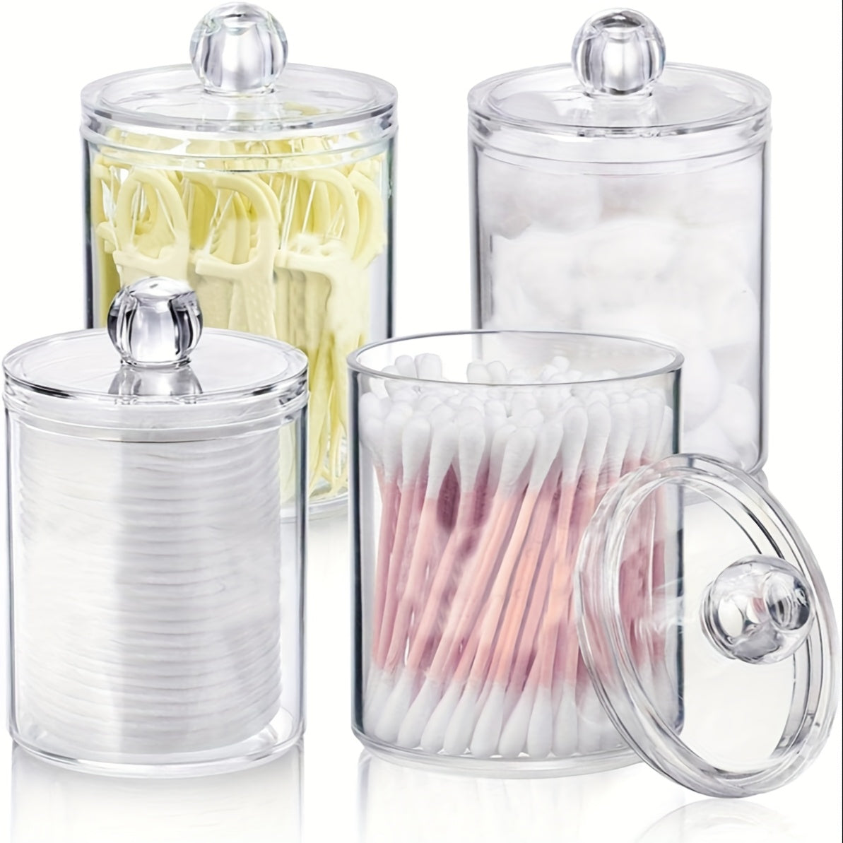 TEMU Of Swab Holders For Bathroom Organizers And Lockers, Apothecary Jars With Lids For Home Decor Accessory Storage, Swab Dispenser Jars, Vanity