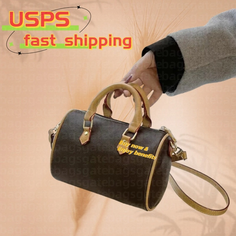 Designer Mini Shoulder Bag Women&#039;s Leather Canvas Skew Luxury Nano 16cm 20cm Embossed Handbag Brown Floral Handbag