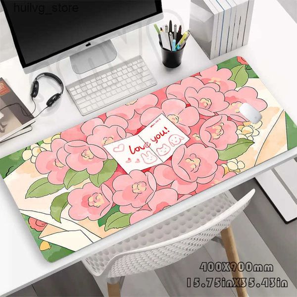 Wrist Rests Large Gaming Mousepads Kawaii Mouse Pad Computer Mousepad Mat 90x40cm Desk Pads For PC Keyboard Mats Table Rug J241204