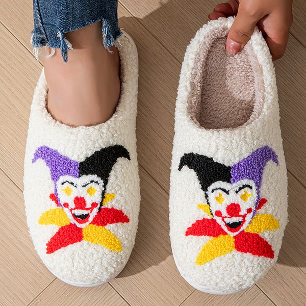 Style Halloween Cotton Slippers Women Cozy Keep Warm Non-Slip Home Slides Woman 2024 Winter Soft Flat Heels Indoor Shoes Female 3175