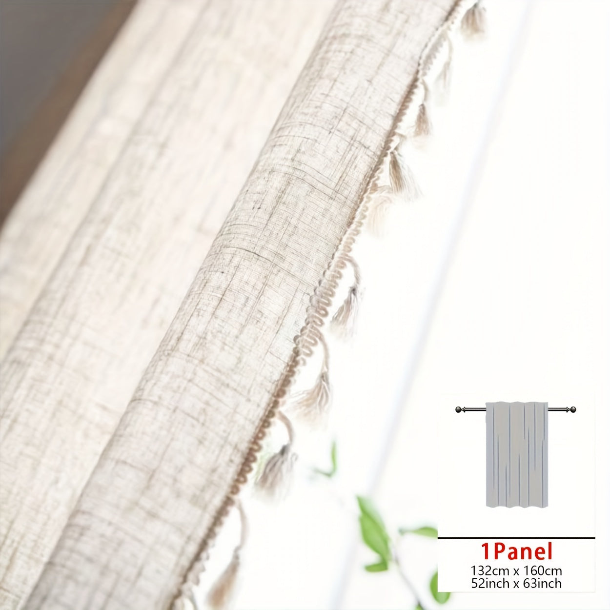 TEMU 1pc Filtering Bohemian Lace Tulle Curtain With Rod Pocket - Lightweight Polyester, Theme For Bedroom, Living Room, Balcony, Patio Door -