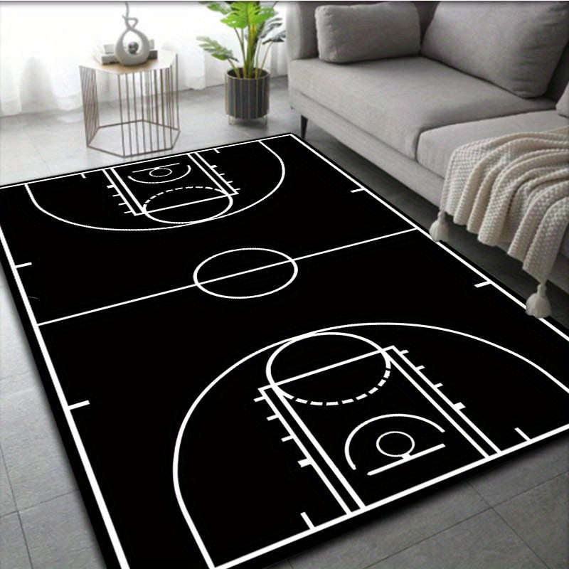 TEMU Basketball Court - Anti-slip Indoor Floor Mat With Realistic Court Design, Non-slip Entryway, Living Room, Office, Bedroom Decor - Easy-to-clean