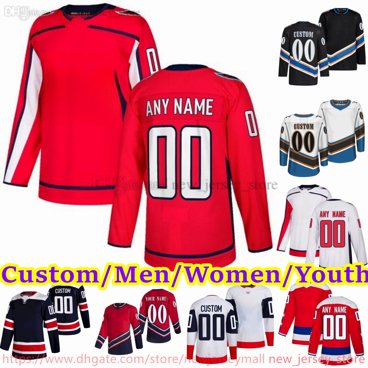 New Ice Hockey 8 Alex Ovechkin Jersey Stitch 43 Tom Wilson T.J. Oshie Nicklas Backstrom Evgeny Kuznetsov John Carlson Dylan Strome Charlie Lindgren