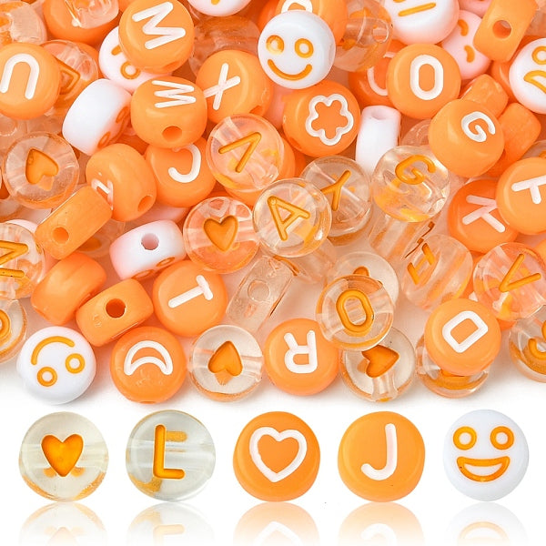 200 perles rondes plates en émail acrylique