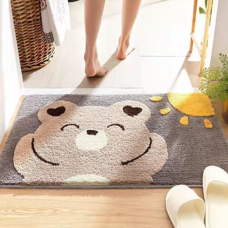Cute Cartoon Bear Floor Mats Household Bathroom Non-slip Foot Mat Entry Dirt-resistant Door Mat