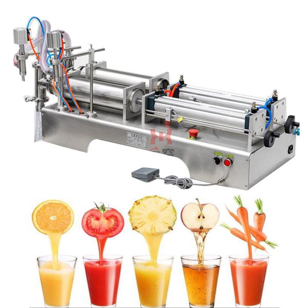 220V Quantitative Liquid Filling Machine For Beverage Juice Milk Olive Oil Wine Timing Double Head Electric Filling Machine