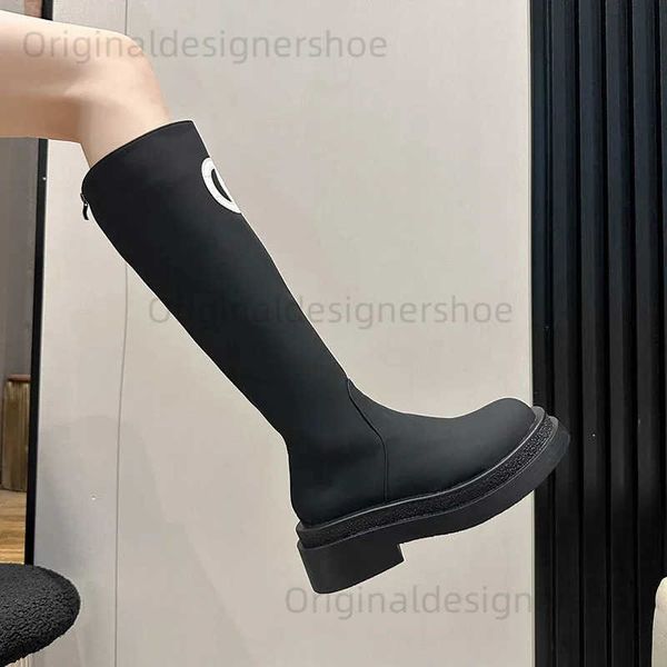Boots Womens fashionable outdoor executive boots womens thick soled waterproof shoes womens casual solid color knee high boots T241202