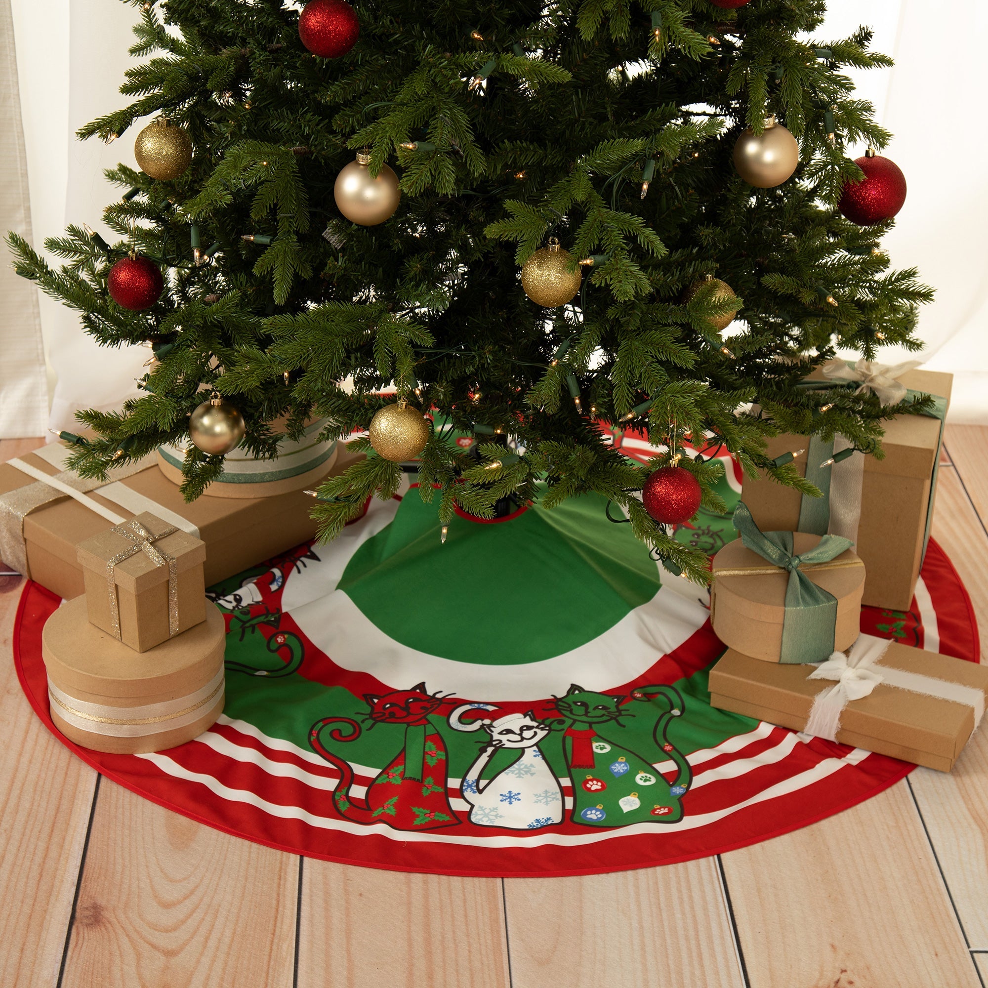 Pets & Paws Christmas Tree Skirt - Festival Cat