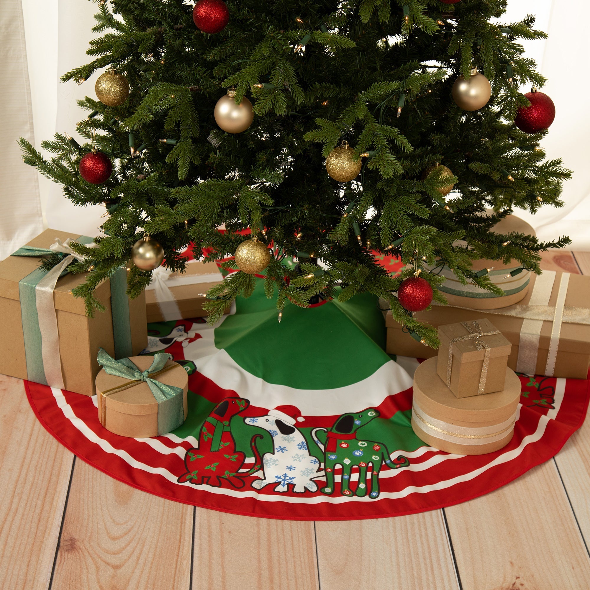 Pets & Paws Christmas Tree Skirt - Festival Dog
