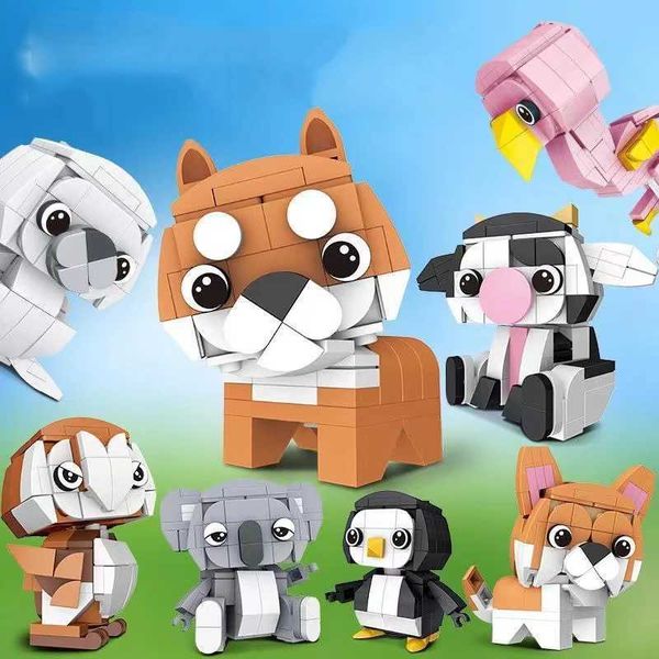Blocks Animal Series Building Shiba Inu Koala Penguin Sea Lion Mini Assembléia de animais de estimação Decoração criativa Childrens DIY Toys