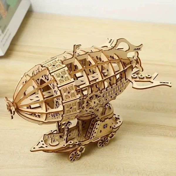 airship Model DIY 3D Wooden Puzzle Building Block Kits Assembly Toy Birthday Gift For Kids Adult Home DecorT250104