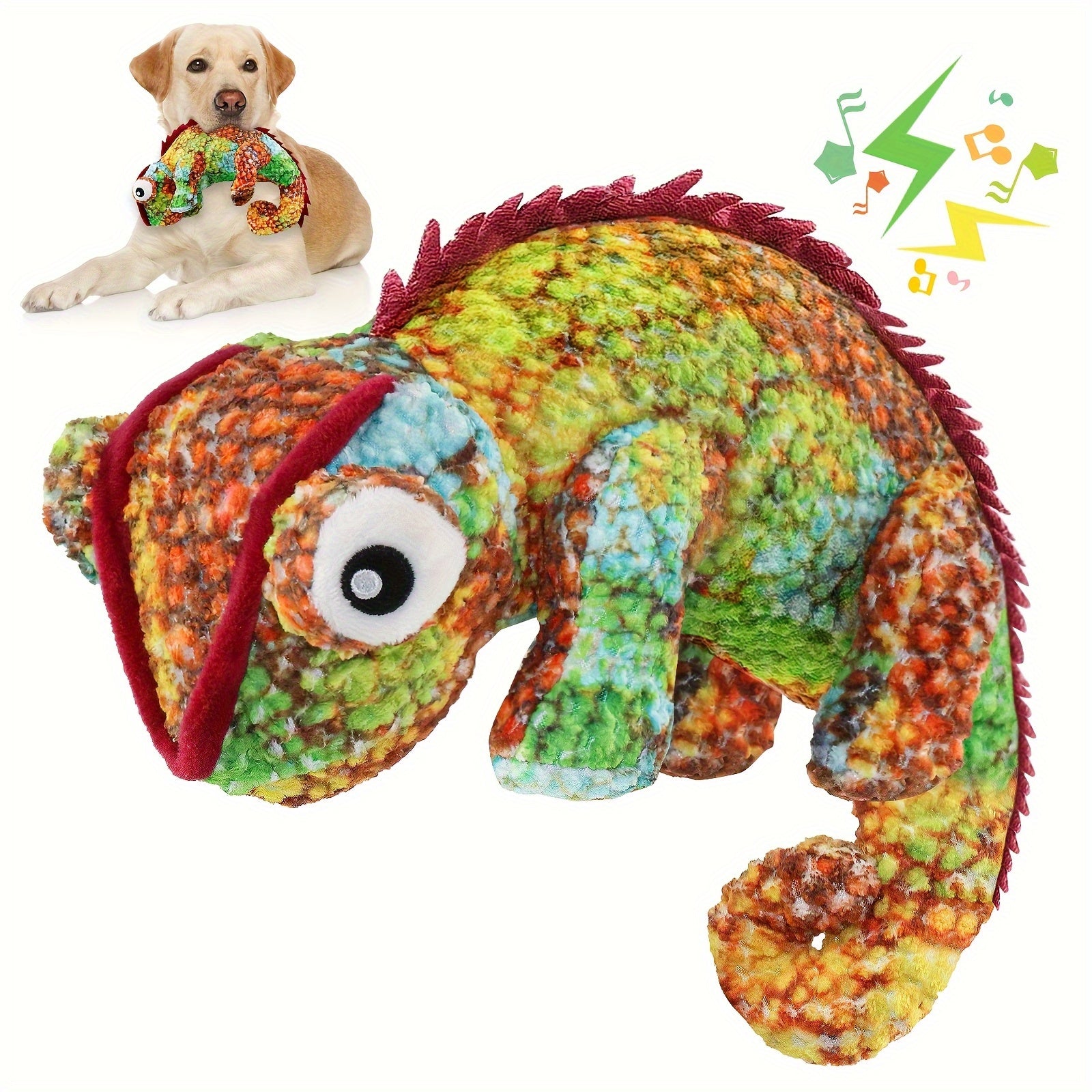 TEMU Color-changing Chameleon Plush Dog Toy With - Soft, Durable Chew Toy For Small To Medium Breeds, Interactive Pet Playtime Fun, , Yellow & Orange