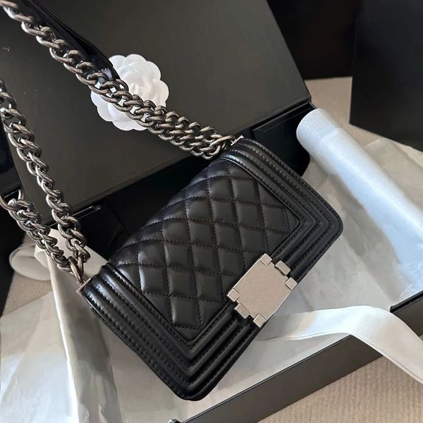 Designer Classic Dia Quilted Le Boy Flap Sheepskin Shoulder Crossbody Bags Sier-gold Hardware Chain Bag Women Square Handbags Outdoor Sacoch