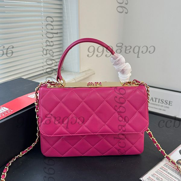 25CM Womens Vintage Designer Knitting Letter Trendy Top Leather Handle Totes Gold Metal Hardware Matelasse Chain Crossbody Handbags Multi Po