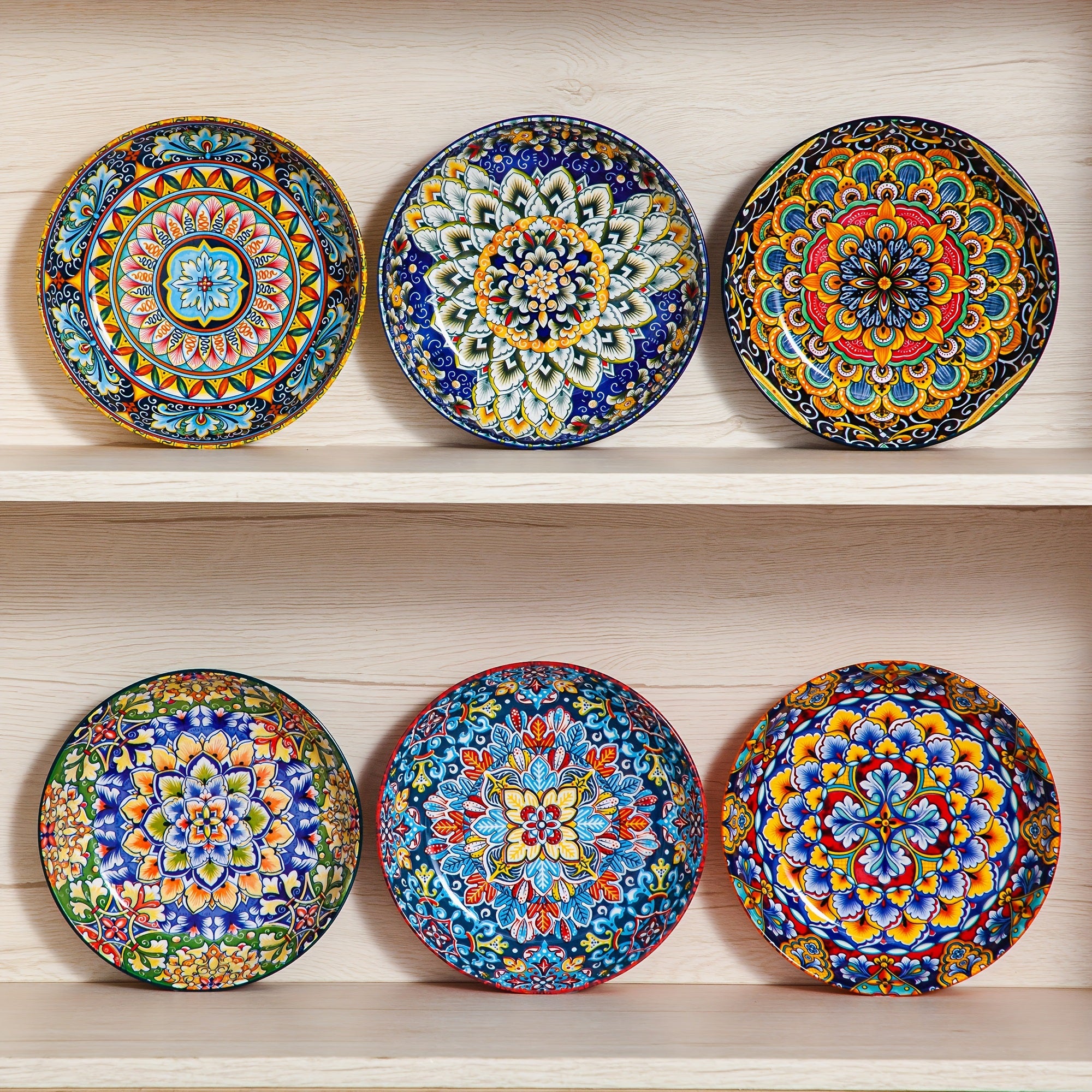 TEMU 32 Oz Porcelain Bohemian Style Pasta Bowls, Set Of 6