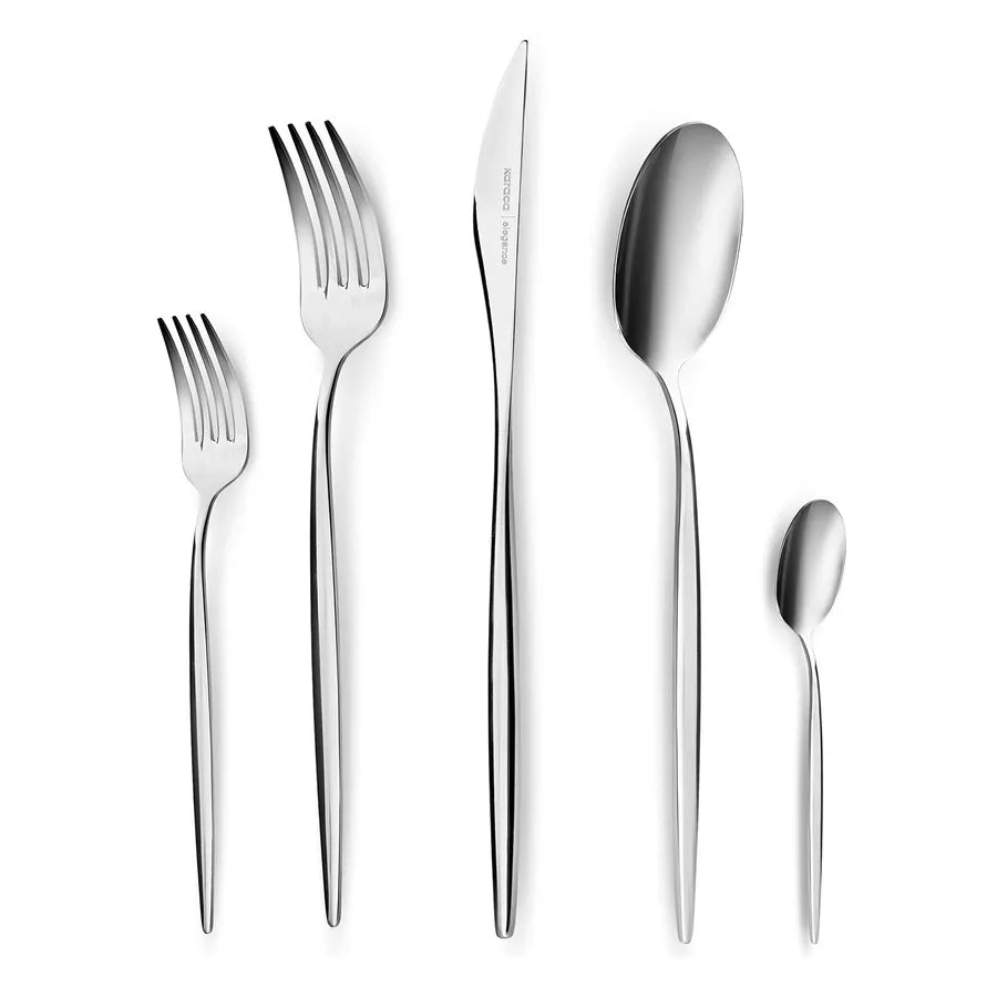 Karaca Lizbon 60-Piece Stainless Steel Cutlery Set for 12 People, Silver