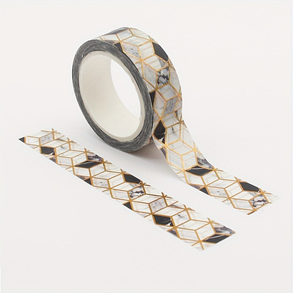 TEMU 1 Roll 15mm X 10m Black Diamond Marble Foil Washi Tape, Diy Crafting Sticky Adhesive Paper Tape For Office Supplies And Scrapbooking