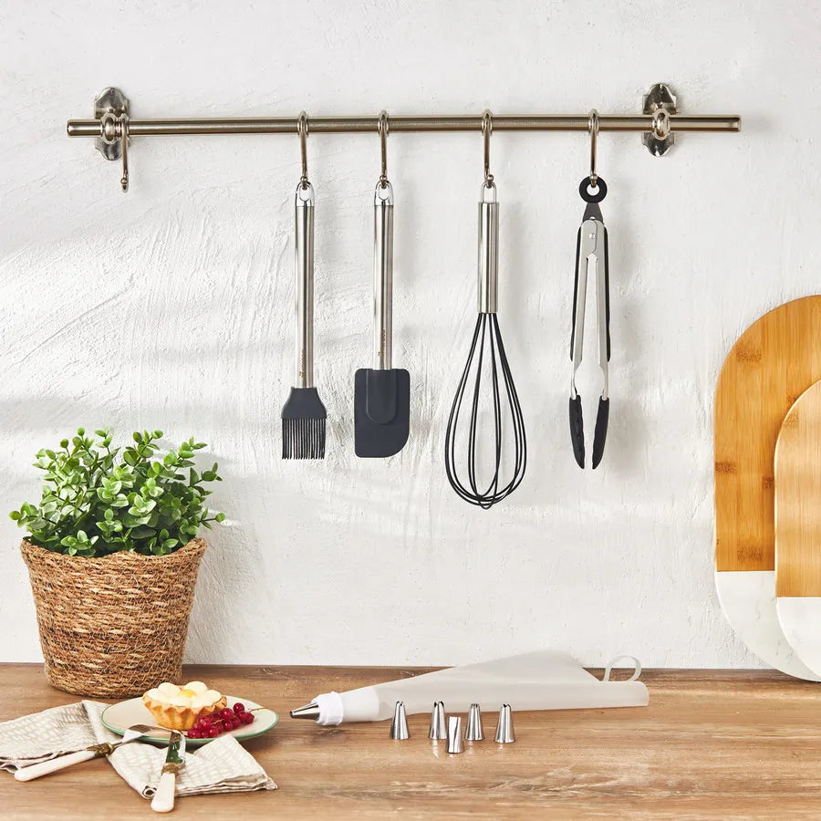 Karaca Eka 10 Piece Baking Utensil Set, Black White Silver