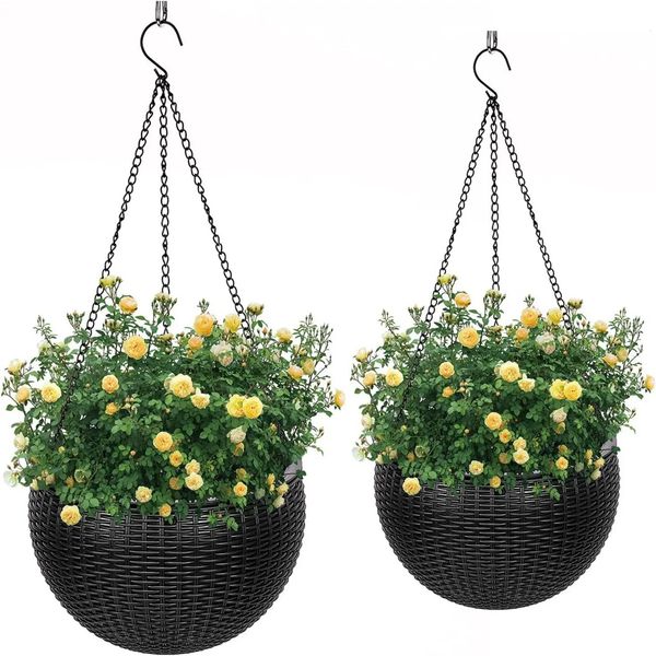 Planters Pots 1pc Hanging Planters Self Watering Baskets for Indoor Outdoor Plants Flower Plant Pot Garden 2 Different Pieces 240320 S241223