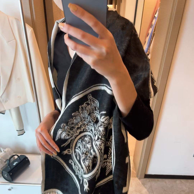 2022 Luxury Letter Print Cashmere H Scarf Winter Women Warm Blanket Shawls Wraps Pashmina Brand Blanket Female Thick Bufanda