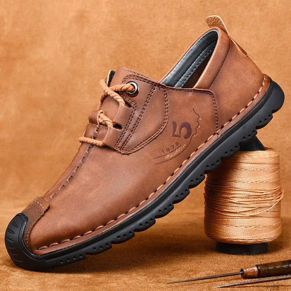 in Mens sizes 38-48 genuine leather straps anti slip and wear-resistant soft soles casual mens shoes dads shoes
