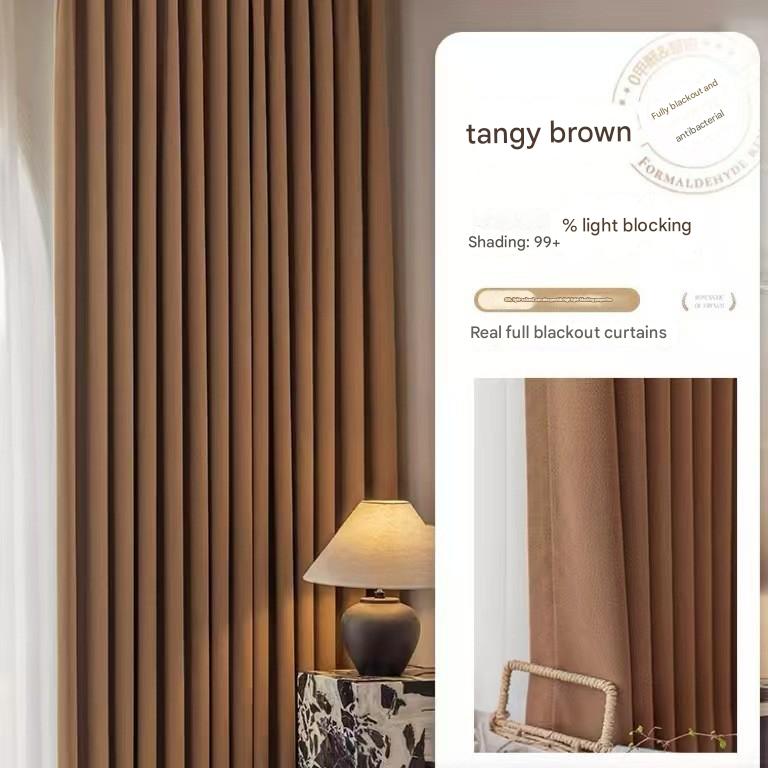 YL-36986 new cotton and linen full blackout curtains bedroom living room bay window thickened sunshade and heat insulation curtain finished product