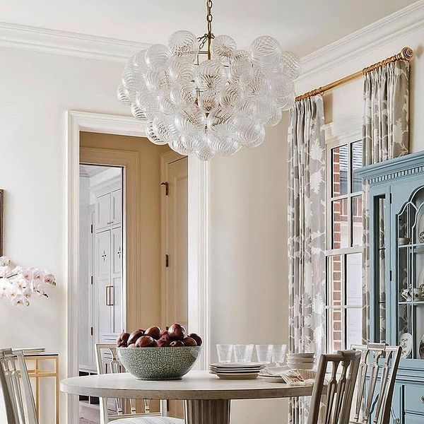 Nordic bubble ball revolving glass pedant lamp Ceiling light fixture Brass and clear blown glass small chandelier Suitable for bedroom study