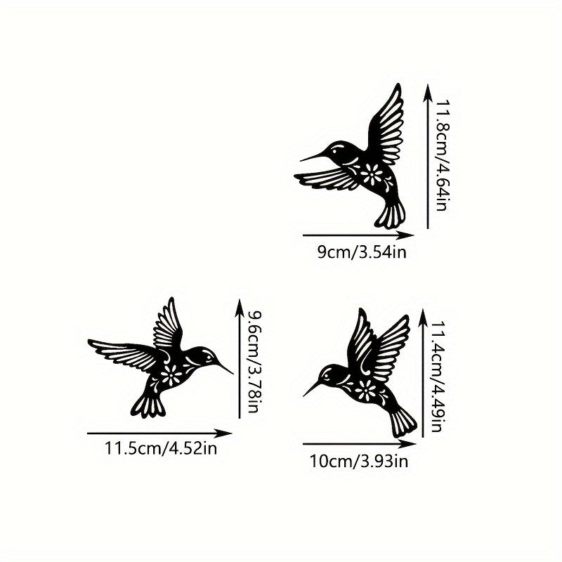 TEMU 2d Flat - 3pcs Vibrant Hummingbird Acrylic Wall Decor - Easy , Reusable, Colorful For Bedroom & Living Room, , Hummingbird Decor