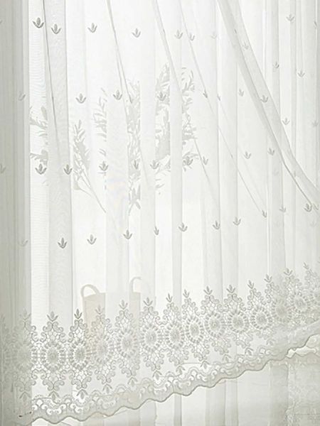 Curtain Chinese modern simple Ruyi embroidered gauze curtain 1PC R240808
