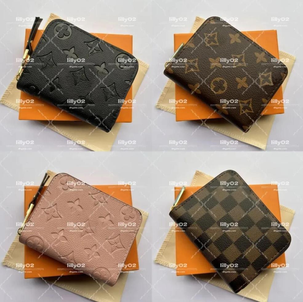 Top quality Fashion designer wallets luxury womens short purses embossed flower letters credit card holders ladies plaid money clutch bags with box