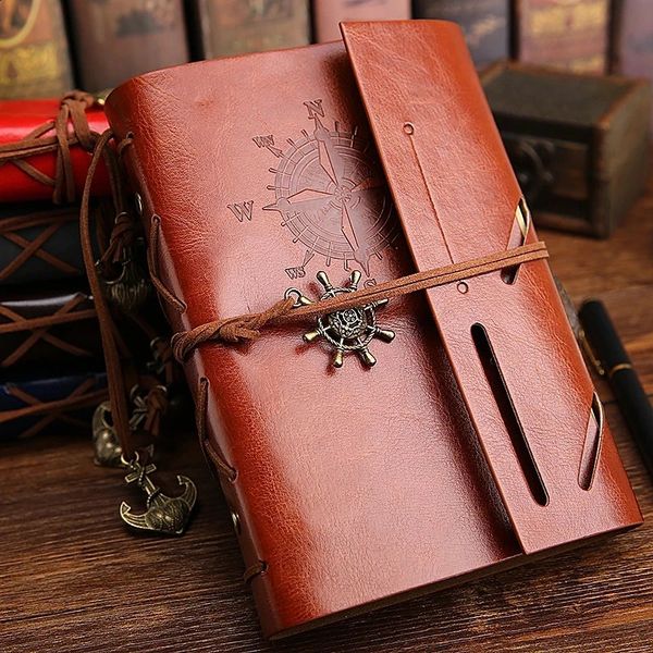 Writing Journal Spiral Notebook Diary Notepad Vintage Nautical Pirate Anchors PU Leather Retro Pendants Note Book Sketchbook 250116