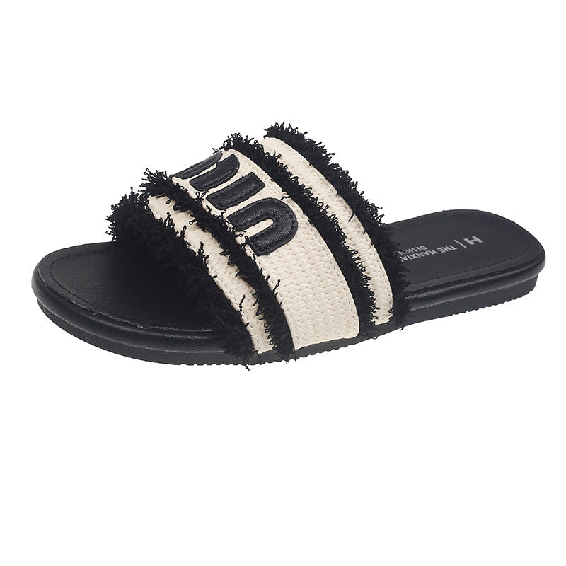 26Ss 2025 New Summer Women&#039;s One-Strap Flat Sandals With Toe-Baring Design Suitable For Beach Outdoor Wear Casual And Versatile Slippers In 5A2