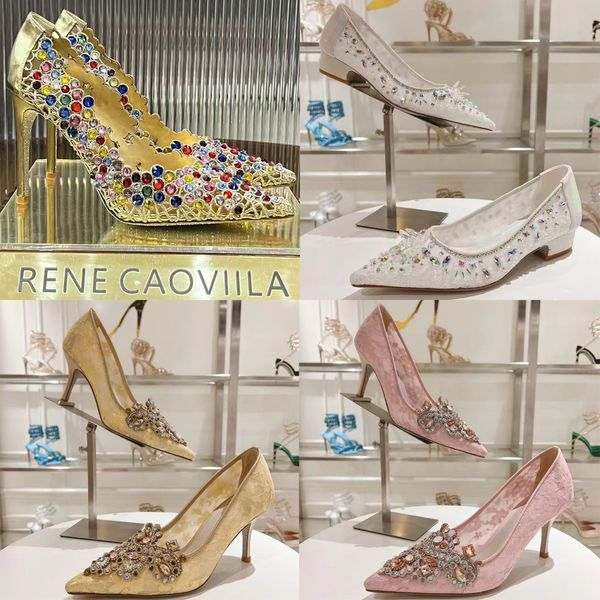 Fashionable Pumps Luxury Designer Sandals Women Water Diamond Knot Decoration Hollow Party Shoes High Heels Casual Classic Dress Shoes