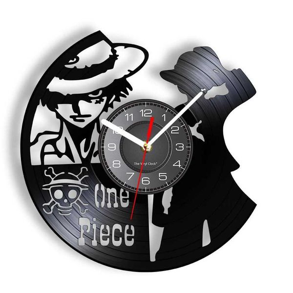 ONE PIECE Vinyl Record Wall Clock For Manga Mystery Luffy Character Cut Out Music Album Longplay Wall Clock Kid Room Home Decor M250212