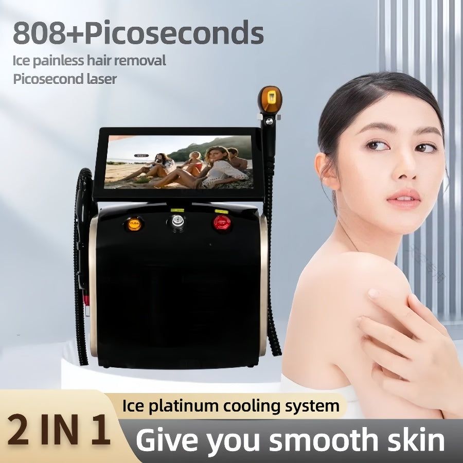 Picoseconds and 808nm Diode Hair Removal Machine 2ln1Permanent painless Epilator Tattoo Removal Machine 3 Wavelength Suitable for home and beauty sa