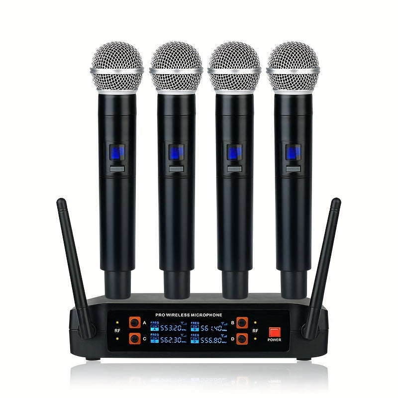 TEMU Nxg 4-channel Wireless Microphone System, Handheld Wireless Microphone Cordless Microphone Pro, For Karaoke, Wedding, Dj, Party, Presentation,