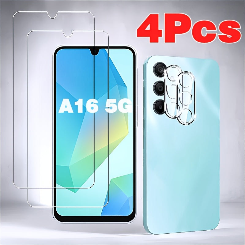TEMU 2-pack Tempered Glass Screen Protector Galaxy A16 5g, , Scratch-resistant, Glossy Finish With Camera Lens Protection, Bubble-free Installation