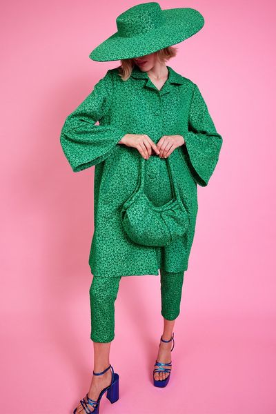 clothing for women 2024 Green Embroidered Trench Coat