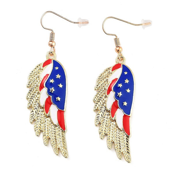 Boucles d'oreilles pendantes en alliage d'émail sur le thème du jour de l'indépendance pour femmes