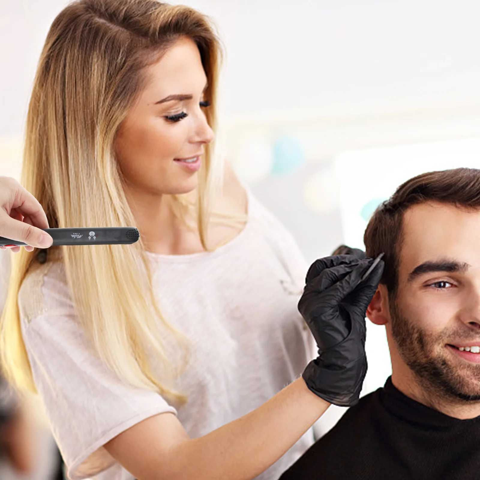 Portable electronic hair straightener travel hair straightener mini hair straightener with Chinese flat plug (black) W240807