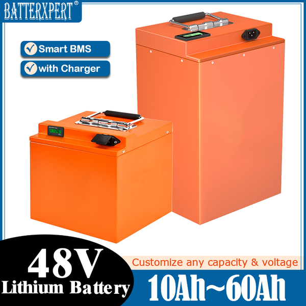48V 60AH 35AH 32AH Bateria de íons de lítio 48V 40AH 20AH 10AH Li ion com BMS 13s para triciclo Scooter Bike Go Kart + Carregador