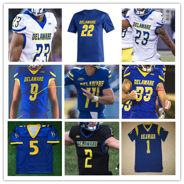 Delaware Blue Hens College Football Jersey Ryan O&#039;Connor Zach Marker Marcus Yarns Kyron Cumby Jourdan Townsend Chandler Harvin Tyron He