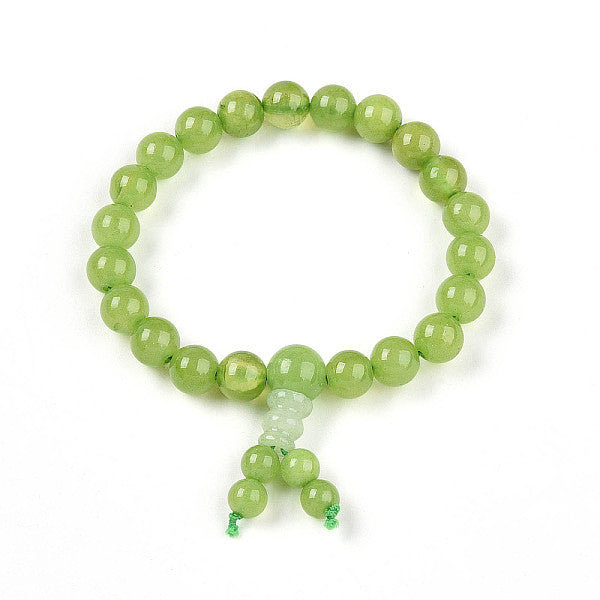 Bracelets extensibles bouddhistes en perles rondes de jade topaze naturelle