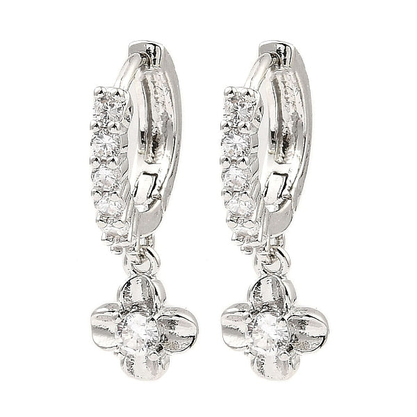 Boucles d'oreilles créoles pendantes en laiton avec zircons cubiques