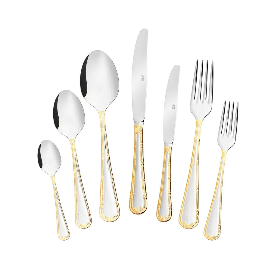 Karaca 100th Anniversary of the Turkish Republic Atay 42-Piece Stainless Steel Cutlery Set for 6 People, Gold Silver